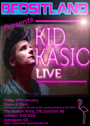 Image of the flyer for the Kid Kasio Bedsitland show